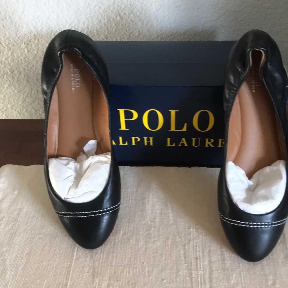 POLO RALPH LAUREN black ballet flats 8.5